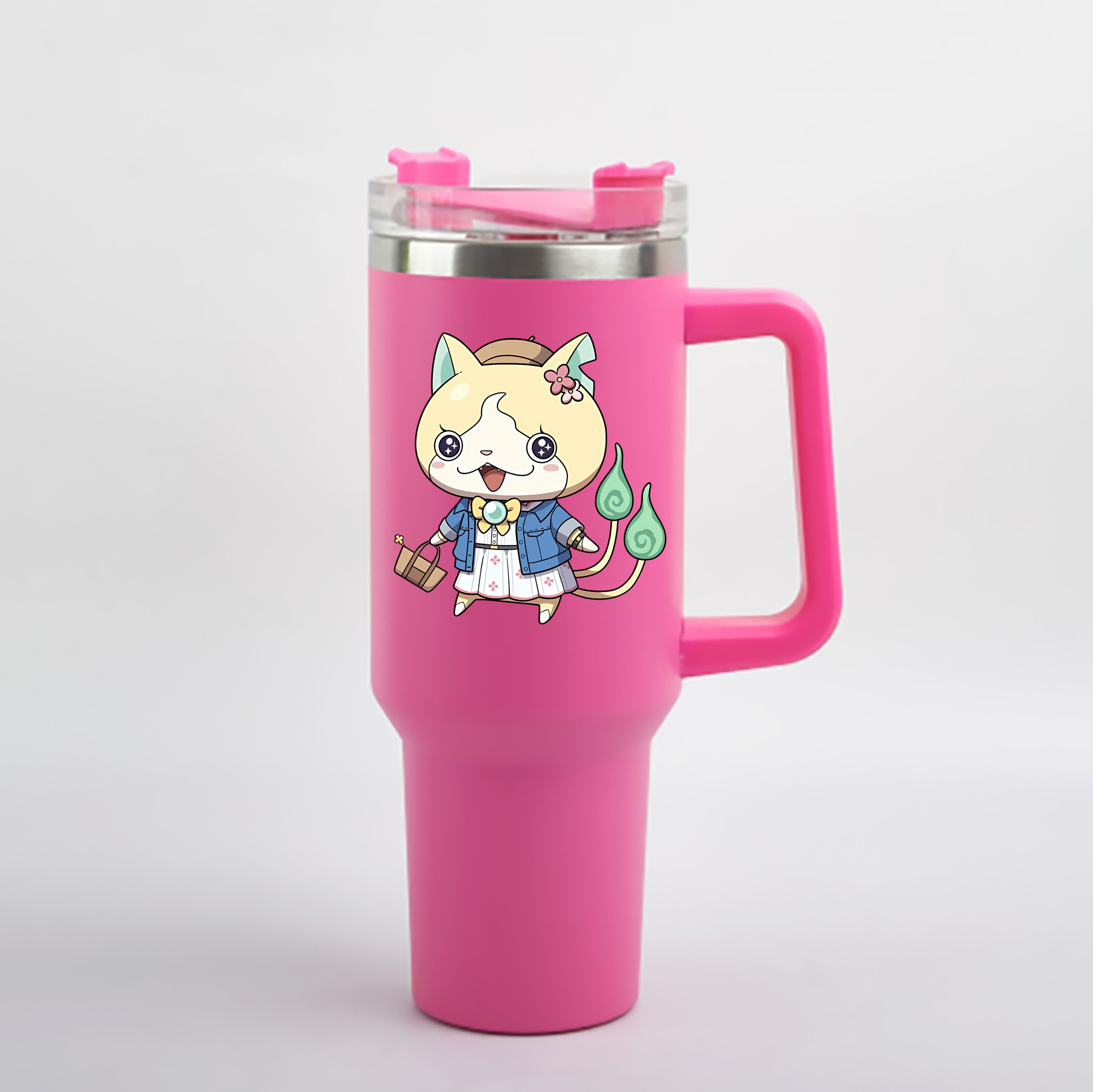 （画像用） 妖怪ウォッチ Yo-kai Watch 1200mL車用タンブラー - クリスタルステッカー（プラスチックストロー付き）